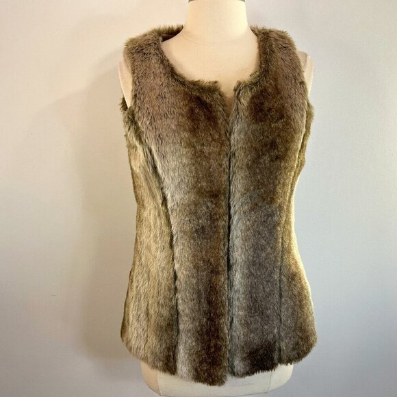LOLA Women's Brown Faux Fur Vest  - Size XS - Picture 1 of 5